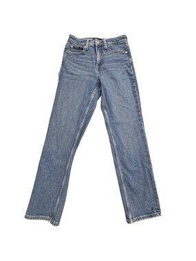 Free Assembly 90s Straight Jeans Womens Sz 2 Blue Denim Mid Rise Pockets Stretch